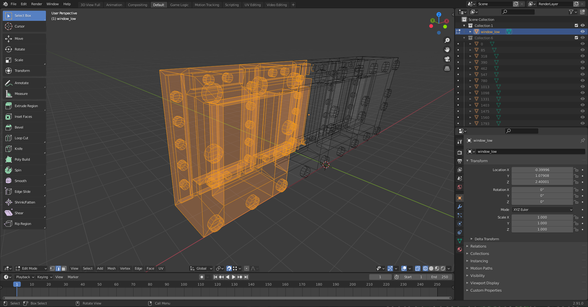 Blender interface with LEGO windows